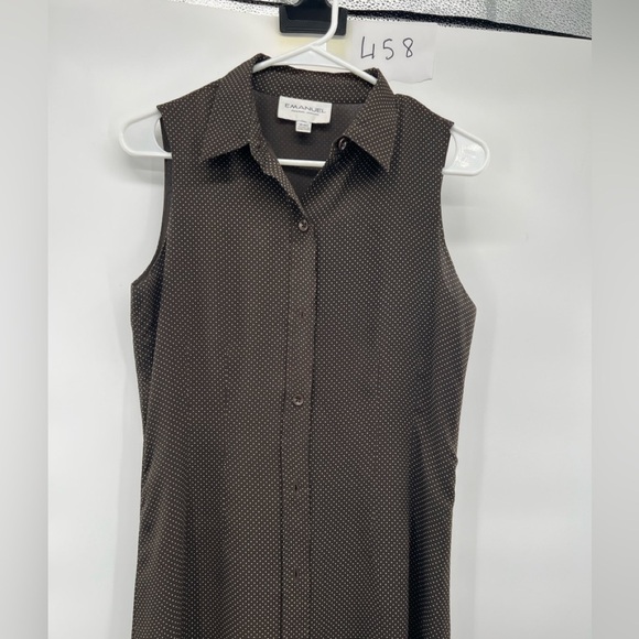 Emanuel Ungaro brown polka dot dress sleeveless maxi size 6/40 - Picture 2 of 11